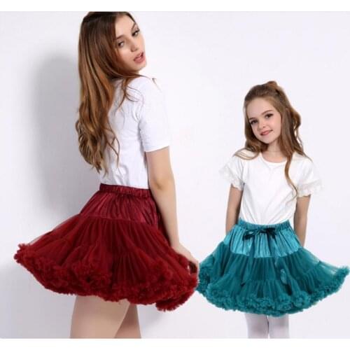 New HOT Girls Tutu Skirts Solid Fluffy Tulle Princess Ball Gown Pettiskirt Kids Ballet Party Performance Skirts for Children