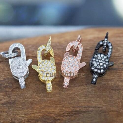 Mix Metal Electroplated Copper Lobster Clasp Micro Zircon Pave Jewelry Findings For DIY In 28.2*10.7 mm FC5975