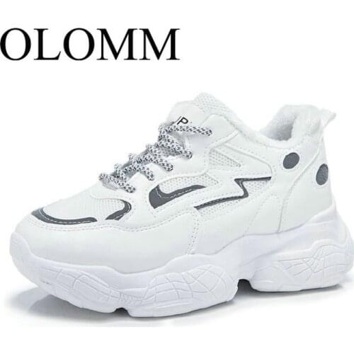 OLOMM luminous old shoes women 2019 winter new fashion ins womens shoes casual high-heeled sports shoes women AB-97