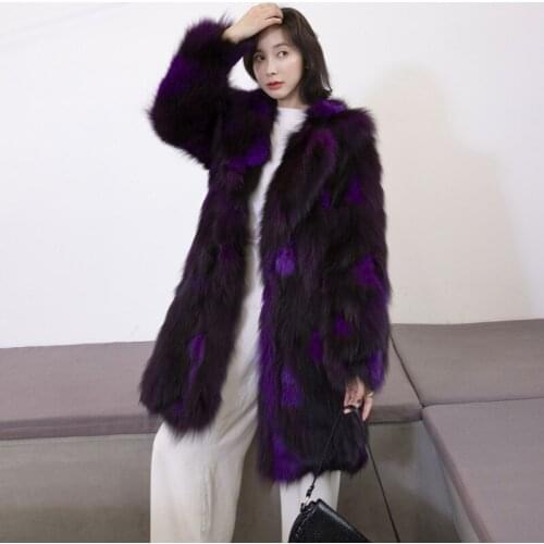 New genuine real natural fox fur coat womens fashion long English collar warm winter jacket outwear custom big size