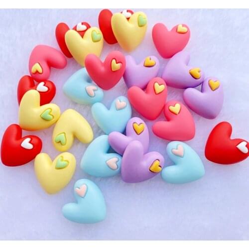 10Pcs New Pattern Cute Mixed Heart Flat Back Resin Cabochons Scrapbooking DIY Jewelry Craft Decoration Accessories F53