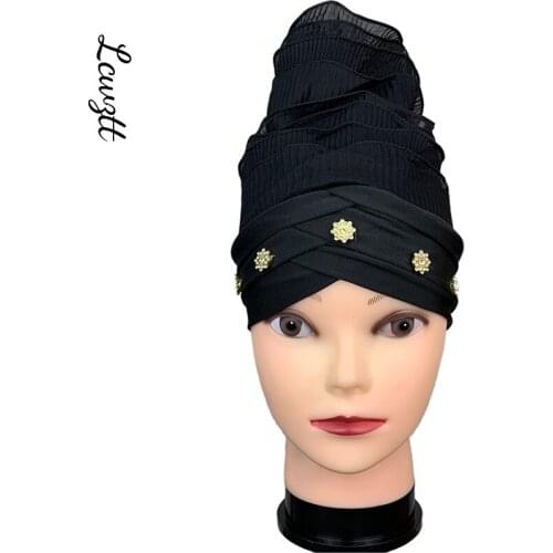 2021 Newest Elegant Turban Hats Women Cap Beaded For India Hat Scarfs Head Wrap Headband Girl Hair Accessories Lady