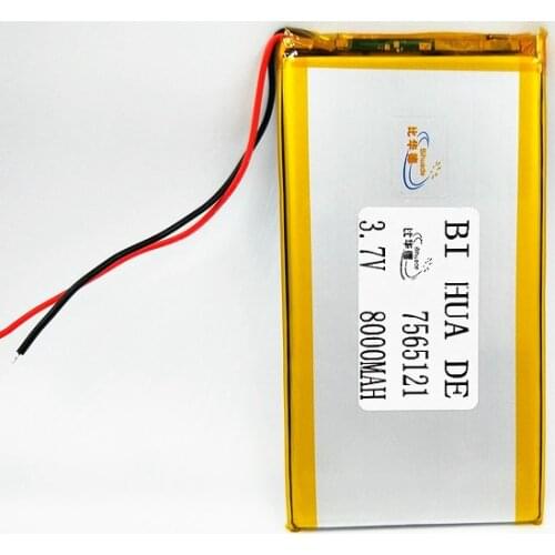 3.7 V polymer lithium battery 7565121 8000MAH Tablet PC DIY Rechargeable Li-ion Cells For PSP Tablet PC DVD GPS MID PDA E-book