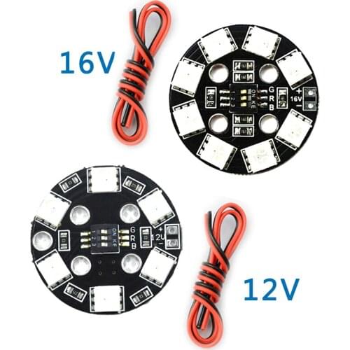 4pcs 12V/16V 4pieces High-quality 7 Color RGB RGB5050 LED Round Circle Board 5050 X8/16V X6/12V for FPV RC Multicopter F17710