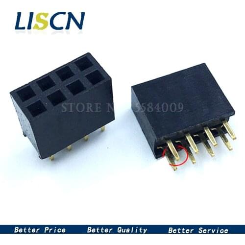 50PCS 2X4 PIN Double row Straight FEMALE PIN HEADER 2.54MM PITCH Strip Connector Socket 2*4 4p 4 PIN 4PIN FOR PCB BOARD