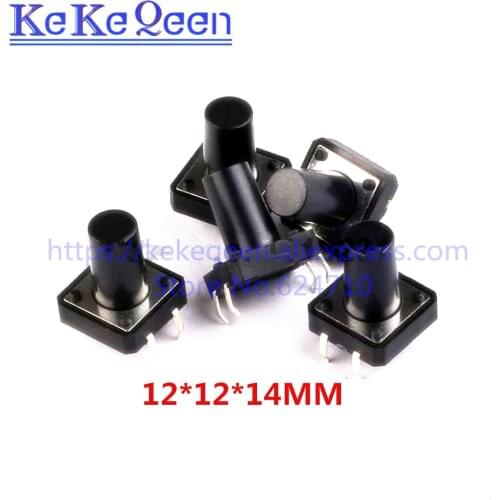 50Pcs/Lot 12*12*14mm 12x12x14MM Touch Button Micro Switch Direct Plug-in Self-reset 12*12*14 keys button DIP 4PIN 12*12*14