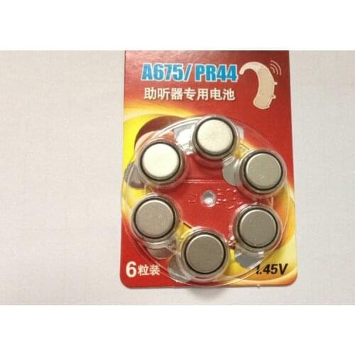 6PCS/lot A675/PR44 Hearing aid batteries a675 zinc air 1.45v batteries, button batteries /new and original
