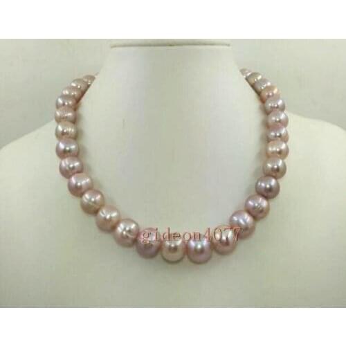 AAA natural 9-10 mm baroque south sea pink pearl necklace 18 " 14 K gold
