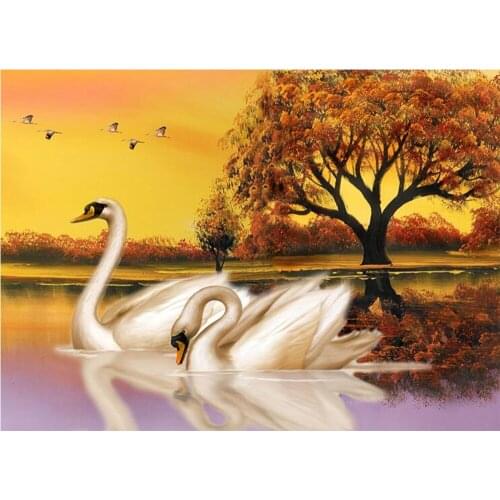 LI LOYE DIY Diamond Painting Cross Stitch Full Rhinestones Mosaic 5D Diamond Embroidery White Swan decoration Painting Kit FZ677