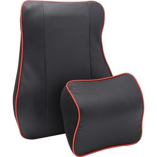 PU Leather Car Pillow neck pillow Auto Car Headrest Cushion Memory Cotton Safety Seat Support Pillows Car Styling Accessories