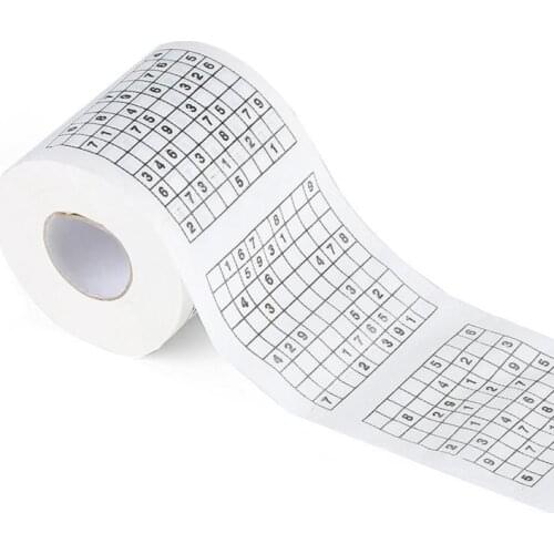 1 Roll 2 Ply Novelty Funny Number Sudoku Printed WC Bathroom Funny Soft Toilet Paper Tissue Bathroom Supplies Gift