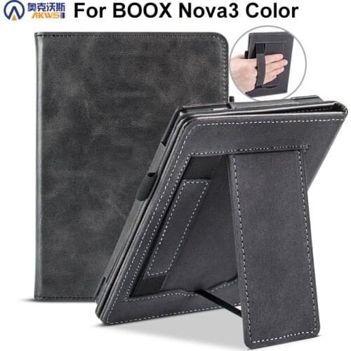 Case for BOOX Nova3 Color 7.8 inch Nova 3 Ereader Cover Premium Leather with Hand Strap Smart Funda for BOOX Nova 3 Auto Sleep