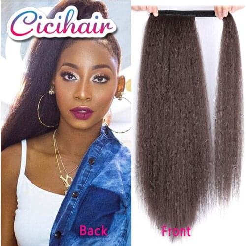 CICIHAIR Golden Ponytail Extension 24Inch Clip Hair Synthetic Hair Ponytail Black Yaki Straight Hairpiece Ponytail Fake