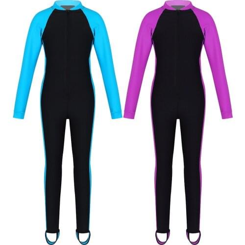 Kids Swimwear Boys Girls Beach Sun Protection One Piece Swimsuit Long Sleeves Rash Guard Sunsuit Bathing Suit Children Wetsuit
