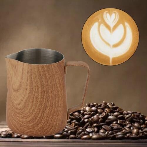 350ML 600ML Stainless Steel Graining Frothing Pitcher Cup Fancy Coffee Garland Cylinder Coffee Milk Jug Frothers Mug Home Office