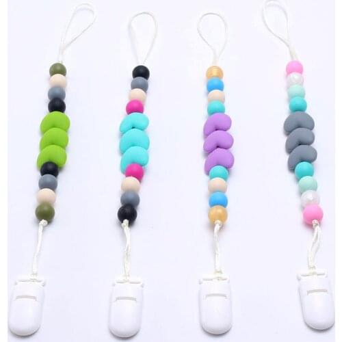 MHS.SUN BPA free food grade silicone pacifier chain soft girls teether necklace teething chewing jewelry holder toy for mommy