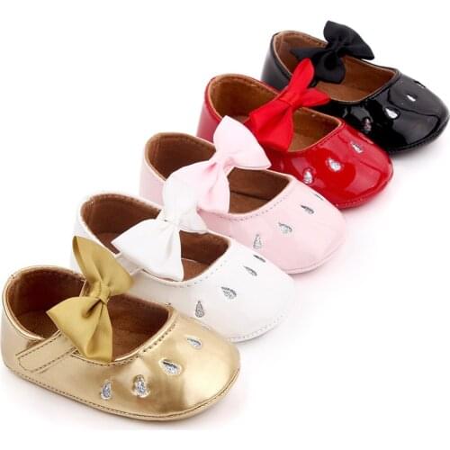 Lovely Bowknot Baby Girls Shoes Soft Anti-slip Infants PU First Walkers Fashion Spring Autumn Newborn Princess Shoes