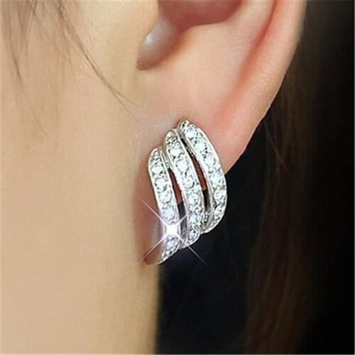 Fashion temperament earrings angel wings earrings feather super flash earrings women wholesale jewelry gifts