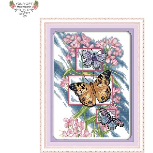 Your Gift DA050 14CT 11CT Counted and Stamped Home Decor Butterfly Needlework Needlepoint Embroidery DIY Cross Stitch kits