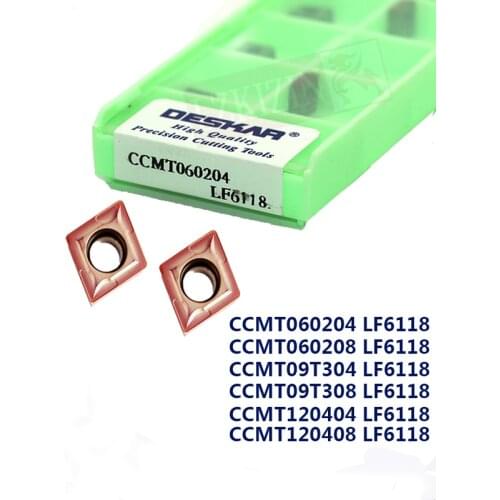 10pcs Insert CCMT060204 CCMT09T304 CCMT120404 LF6118 DESKAR Carbide Blades Cutter CNC Lathe Turning Tool For Stainless Steel
