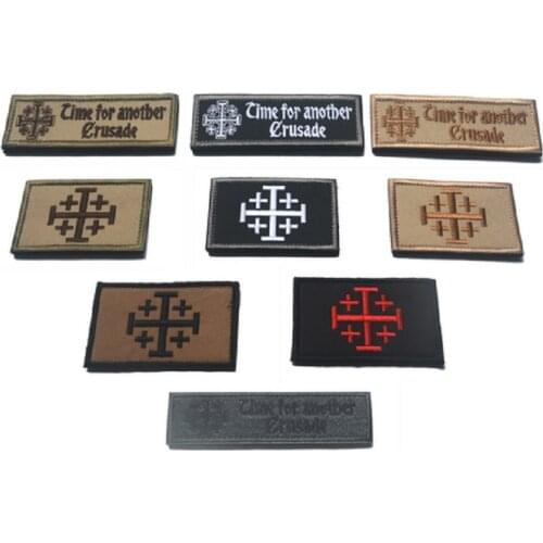 3D Embroidery Patches Loops The Knights Of Jerusalem Patch U.S.A Christian Arabic Symbol Crusader Patch