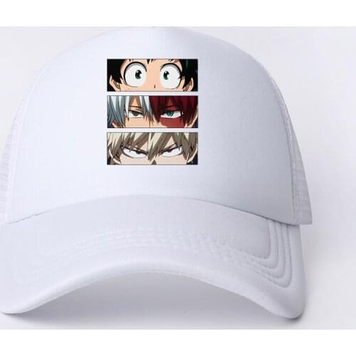 New Anime My Hero Academia Casual Plain Mesh Kawaii Baseball Cap Adjustable Snapback Hats for Women Men Hip Hop Trucker Cap