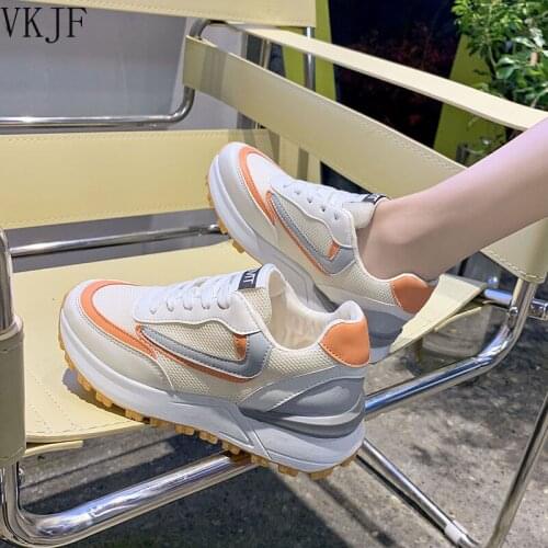 New Womens Increased Breathable Sports Shoes Womens Solid Color Femme Ultralight Womens Vulcanized Shoes Casual Sports Shoes