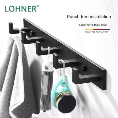 Lohner Black Nordic Row Hook Hole-Free Solid Thickened Bathroom Organizer Bagno Shelf Meuble Salle De Bain Mensola Doccia
