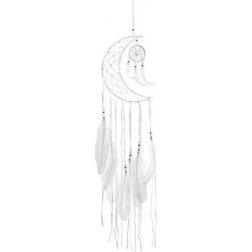 White Moon Pendant Room Wall Hangings Wall Hangings Decorative Feather Wall Hangings Dream Catcher 75x25x2cm