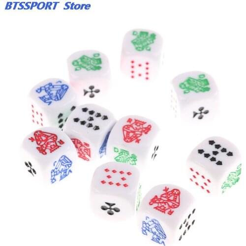 10Pcs/lot Six Sided Poker Dice for Casino Poker Card Game Favours 12 x 12 x 12mm