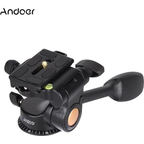 Andoer Q08 Video Tripod Ball Head 3-way Fluid Head Rocker Arm with Quick Release Plate for DSLR Camera Tripod Monopod