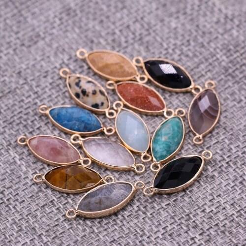 Natural Stone Connector Horseeye Shape Inclined Plane DIY Accessories For Making Necklaces And Bracelets 9*22mm