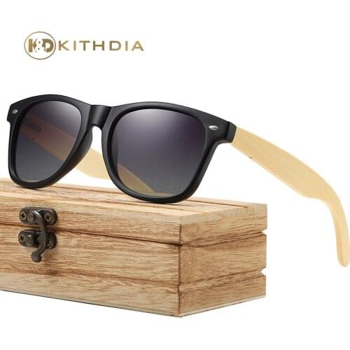 Kithdia Bamboo Sunglasses Polarized New Female Wooden Sunglasses Brand Designer Mirror Original Sunglasses