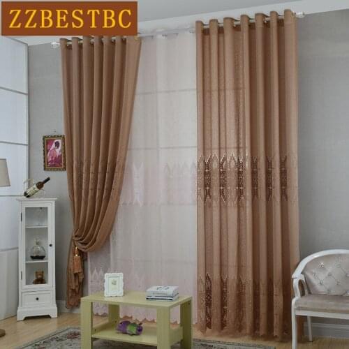 3 Colors Modern classical jacquard lace chiffon curtains for Living Room/Kitchen Customizable tulle curtains for Bedroom/Cafe