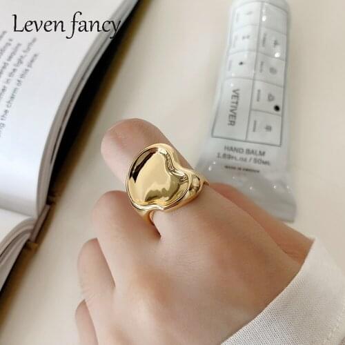 Heavy Duty Exaggerated 925 Sterling Silver Bowl Shaped Ring Open Line Double Layer Cool Non-Mainstream Open Ring Women Jewelry