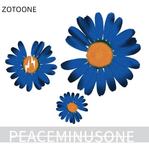 Iron on Blue Daisy Patches Thermo Transfers for Clothing Dresses Small Daisies Stickers for Kids Washable Patch for T-shirt F
