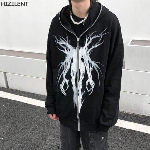 Spring Streetwear Black Y2K Tops zipper Oversized Hoodie Female Streetwear Harajuku jacket Womens Grunge goth Zip-Up Sweatshirts