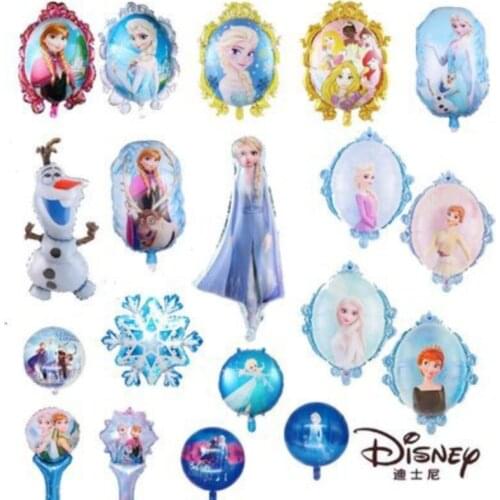 Disney Frozen Anna Elsa Princess Aluminum Film Balloon Olaf Snowflake Mirror Children Girl Blue Birthday Party Decoration Globos