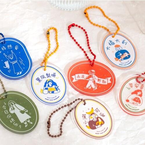 Yoofun 1pc/pack Acrylic Loose Leaf Pendant Lucky Letters Transparent Art Kawaii Decoration Notebook Keychain Pendant Accessories