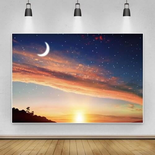 Sunset Moon Stars Tree Light Bokeh Natural Scenic Party Photophone Photo Backdrop Baby Portrait Photography Background Photozone