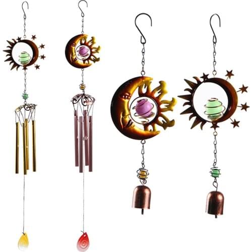 Iron Art Wind Chime Sun Moon Earth Wind Chimes Yard Garden Decor Windbell Hanging Home Decor Ornament Garden Guardian Bell