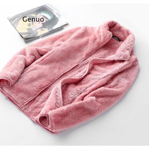 Autumn Stand-up Collar Coral Fleece Outdoor Jacket Women Plus Velvet Thickened Warm Double-sided Cardigan Jacket Female