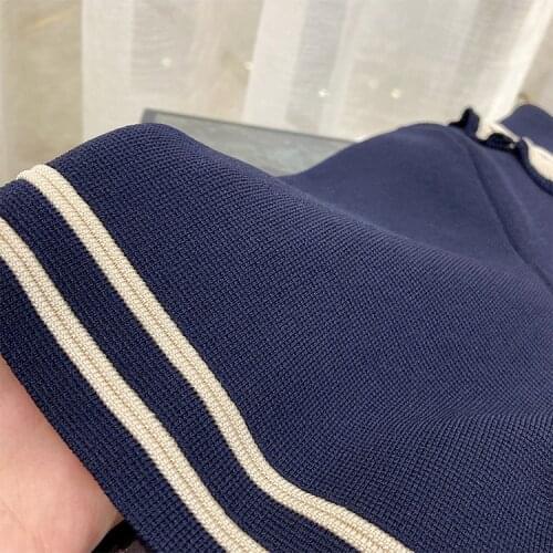 2021 Autumn New Color-blocking Letter Embroidery Top + A-line Skirt Two-piece Suit Women Cardigan and Skirt