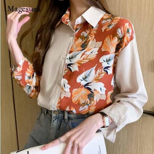 Women Vintage Printing Ladies Tops 2020 Autumn Casual Floral Cardigan Women Blouse Fashion Long Sleeve Chiffon Shirt 10850