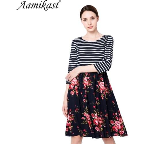 Aamikast Womens Elegant Print Dress Black And White Striped Dresses Casual Elegant Sheath Slim Dress Dropshi A-Line Dress