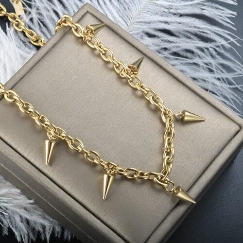 ZMFashion Hip Hop Grunge Willow Nail Pendant Titanium Steel Chain Necklace Ladies Men Straps Stainless Jewelry On The Neck 2021