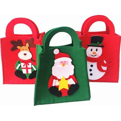 1pcs New Cartoon Santa Claus Candy Bag Thick Christmas Snowman Handbag Home Party Decoration Gift Bag Storage Bag AU819