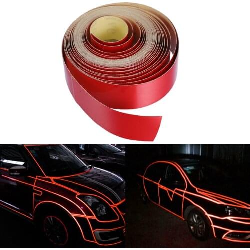 2cm x 5m Car Reflective Body Rim Stripe Sticker DIY Tape Self-Adhesive Sticker (Red)