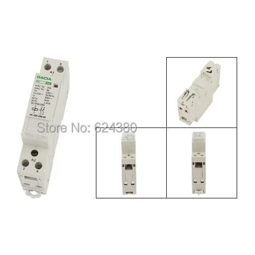 220V / 240V Coil 25A Home Household Modulus AC Contactor Modular 2P 2 Two Poles 25Amps 35mm DIN Rail Mount HC-25A/2P