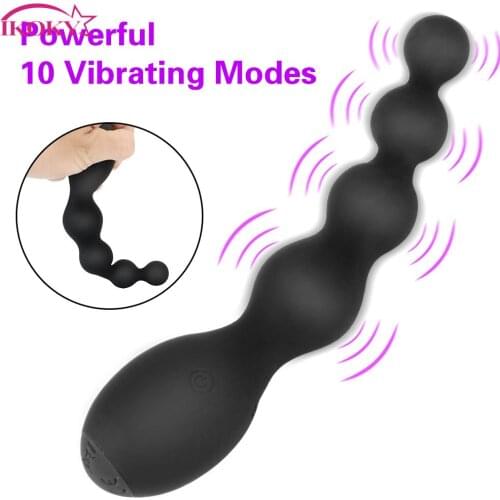 Silicone Anal Plug Bead Waterproof 10 Frequency Anal Training Butt Plug Prostate Stimulator Sex Toys for Women Man